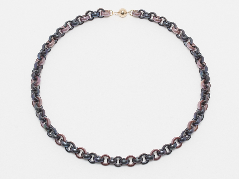 Lin Cheung, Mauve & Peacock Pearl Chain Necklace