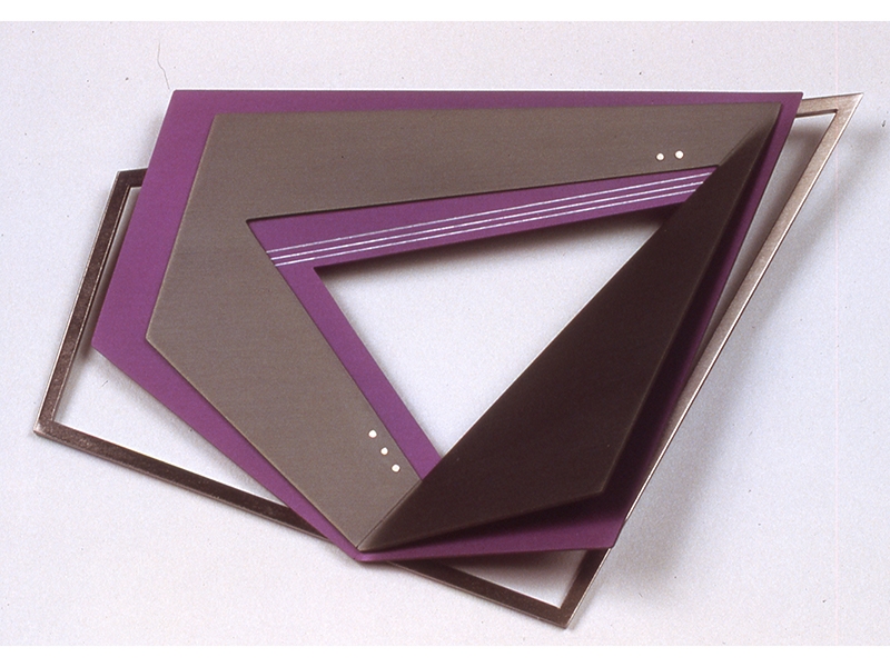 David Tisdale, Brooch, circa 1985, anodized aluminum, silver, 120 x 110 mm, photo: artist David Tisdale, Brooch