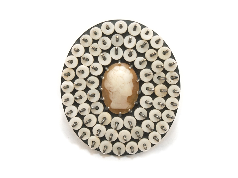 Erica Bello, Brooch, 2017, repurposed jewelry, photo: artist Erica Bello, Brooch