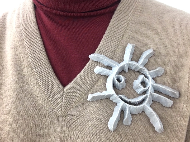Alexander Blank, Weather Report, 2019, brooch, Corian, silver, 110 x 130 x 12 mm, photo: galerie beyond Alexander Blank, Weather Report