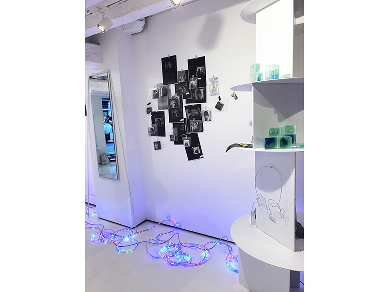 Installation view, Fotocopy Venice, 2019, OHMYBLUE, work on wall by Margherita de Martino Norante, work at upper right by Volker Atrops, work at lower right by Julia Walter, photo: Kellie Riggs Installation view, Fotocopy Venice