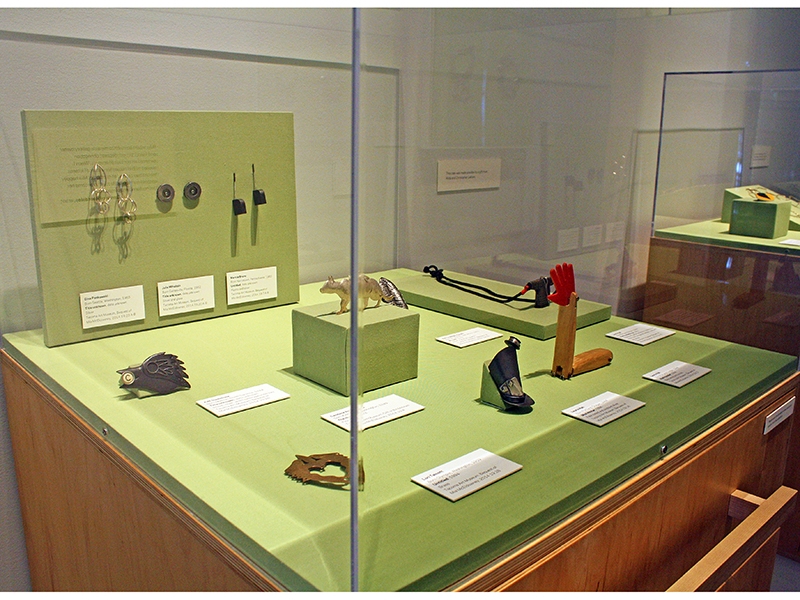 Exhibition view, Well-Worn Narratives: The Mia McEldowney Jewelry Collection, 2016–2018, Tacoma Art Museum, Tacoma, WA, USA, photo: unknown Exhibition view, Well-Worn Narratives