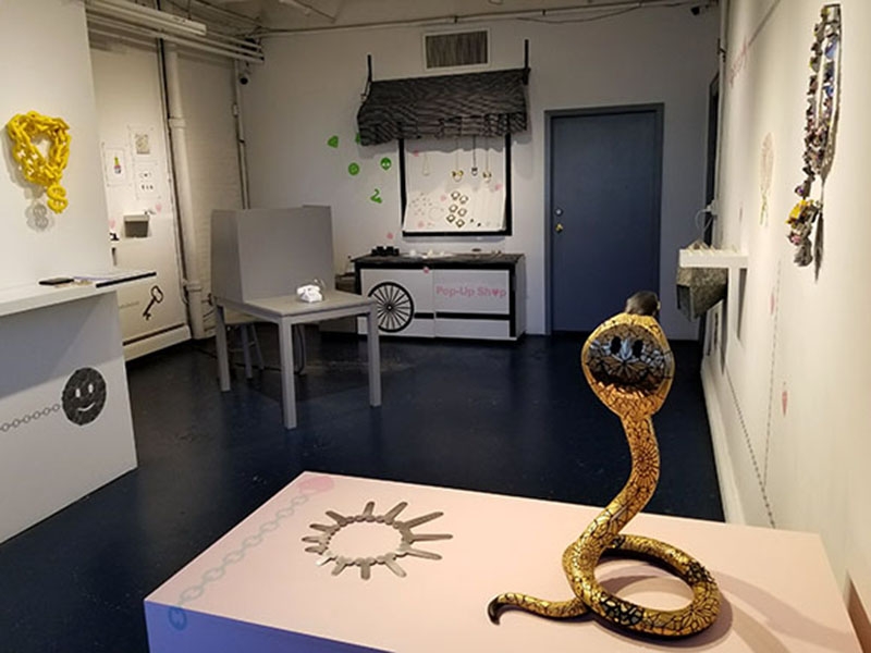 Installation view, "Icons at Play," Brooklyn Metal Works, 2017, juried by Manuela Jimenez and Kendra Pariseault, photo courtesy BKMW Installation view, "Icons at Play"