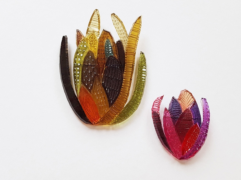 Kath Inglis, Large and Small Protea Brooches, photo: artist Kath Inglis, Large and Small Protea Brooches