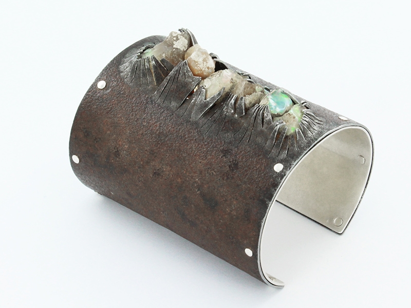 Marianne Anselin, Cuff, silver, iron, opal, photo courtesy of Galerie Elsa Vanier Marianne Anselin, Cuff