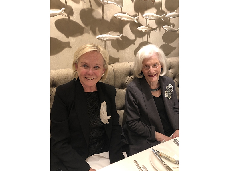 AJF members dinner celebrating 2019 Susan Beech Mid-Career Grant recipient Tiff Massey, with members Inger Wästberg and Karen Rotenberg, photo courtesy of Yvonne Montoya Inger Wästberg and Karen Rotenberg