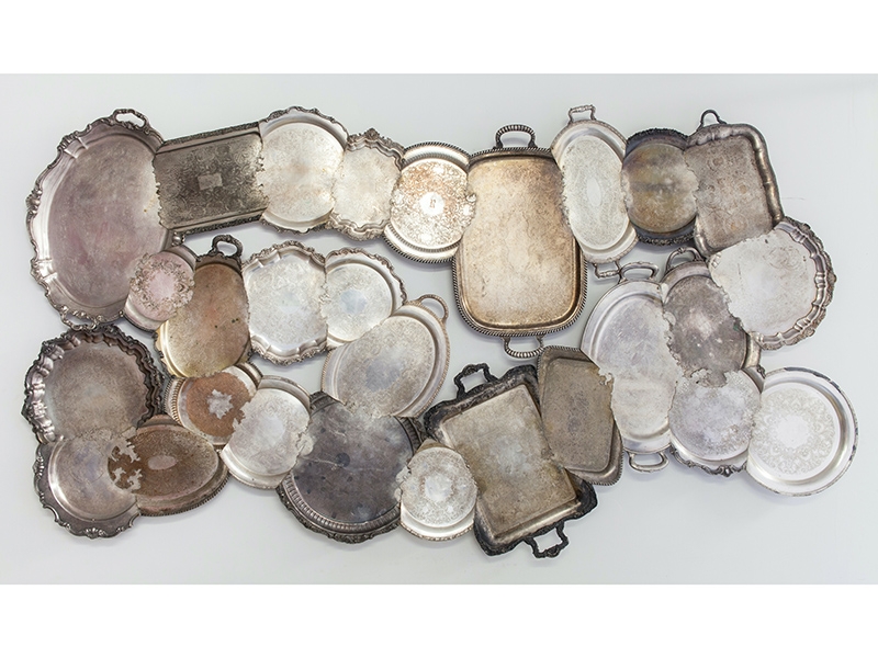 Jaydan Moore, Platter/Clatter, 2019, wall sculpture, found silver-plated platters