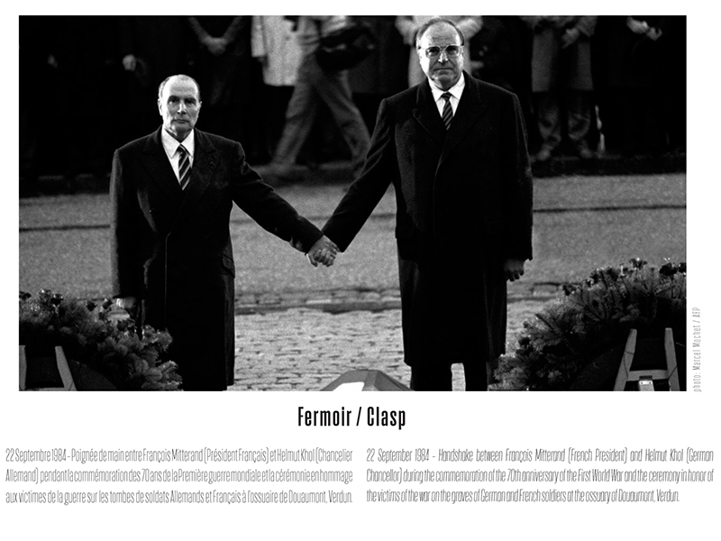 handshake between French President François Mitterrand and German Chancellor Helmut Kohl