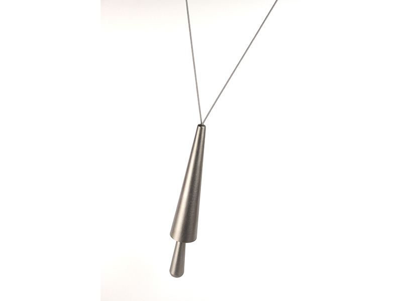 Simon Cottrell, Long Tone, 2019, pendant, Monel, 150 mm long, photo: artist Simon Cottrell, Long Tone