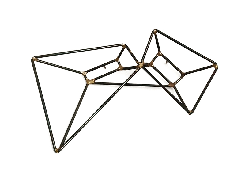 Sarah West, Double Trapezoid Brooch, 2017, steel, 102 x 64 x 38 mm, photo: Erica Bello Sarah West, Double Trapezoid Brooch