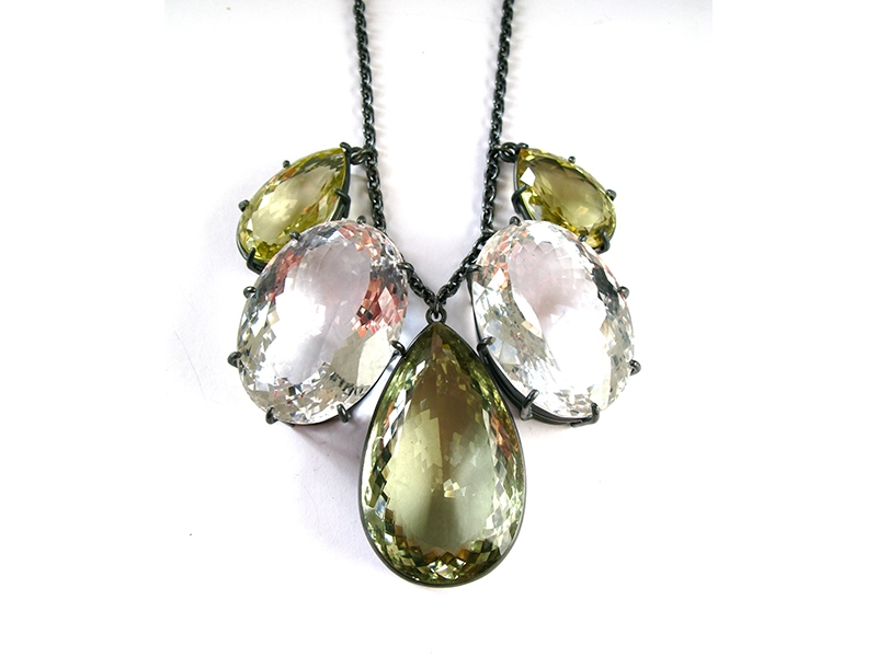 Georg Dobler, Untitled, 2018, necklace, oxidized silver, citrine, lemon citrine, rock crystal, photo courtesy of Gallery Loupe Georg Dobler, Untitled