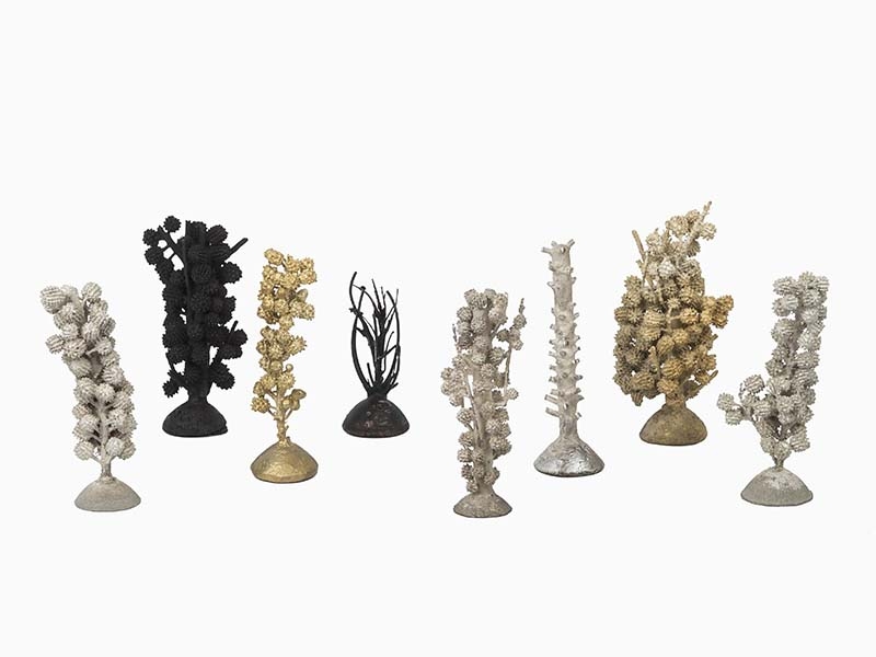 WALKA, Metal Natura Series, 2017, sculptures, silver, copper, patina, gold plating, photo: Carlos Dammane WALKA, Metal Natura Series