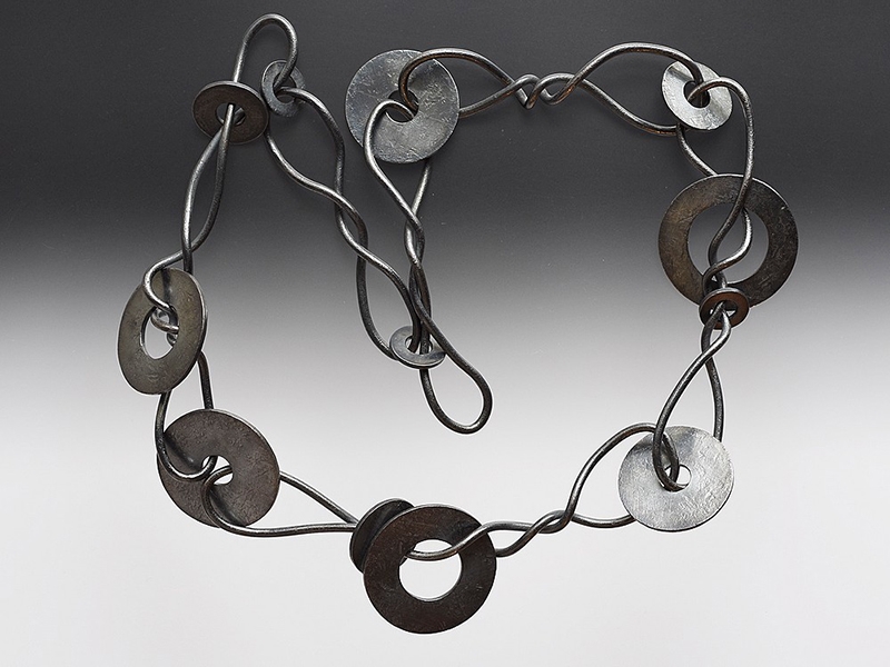 Debbie Adamson, Washer, 2017, necklace, oxidized sterling silver, approximately 300 x 80 x 25 mm, photo: Michael Couper Debbie Adamson, Washer