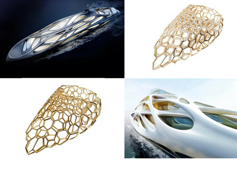 Zaha Hadid bracelets and designs for a yacht