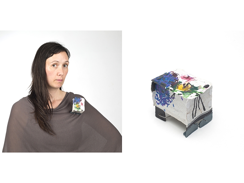 Shelley Norton, Boxed, 2018, brooch, plastic, silver, steel, 70 x 55 x 65 mm, photo: Caryline Boreham Shelley Norton, Boxed
