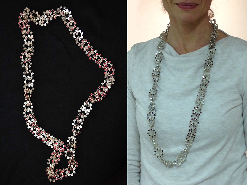 Colombe d’Humieres, Déclencheur Propulsive (Propelling Catalyst), 2018, necklace, plastic pistol caps, silver, lab-created rubies, 400 x 200 x 5 mm, photo: artist, Doreen Timmers Colombe d’Humieres, Déclencheur Propulsive (Propelling Catalyst)