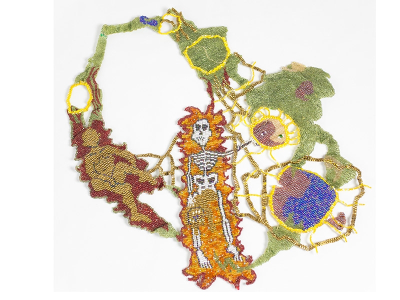 Joyce Scott, Flaming Skeleton #2, 1993, glass beads, thread, courtesy of Elsie Michie, photo: Malarie Zaunbrecher Joyce Scott, Flaming Skeleton #2