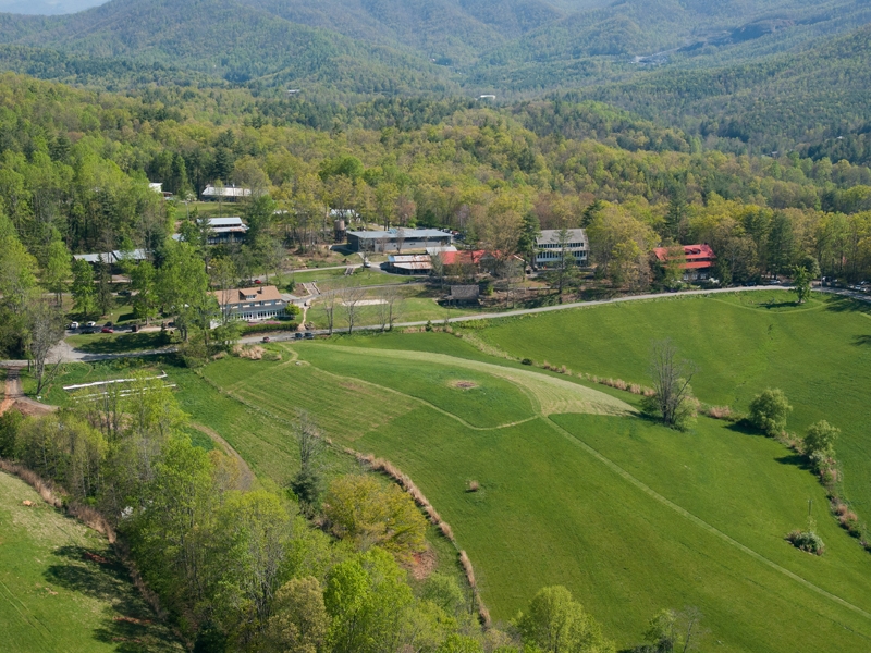 An aerial view of the Penland campus