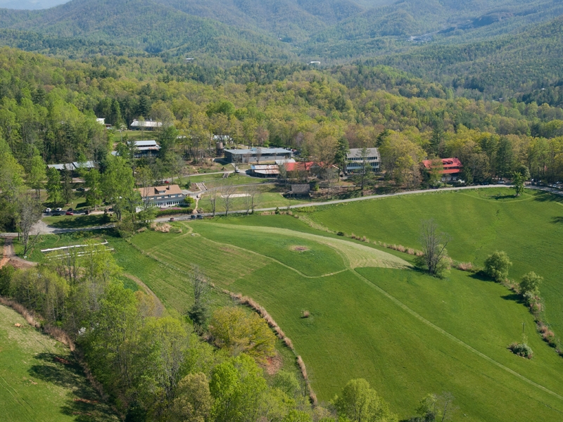 An aerial view of the Penland campus and the surrounding mountains, photo: Robin Dreyer An aerial view of the Penland campus