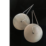 "Suzanne Bucher, Corian Disk and Stainless Steel Earrings"