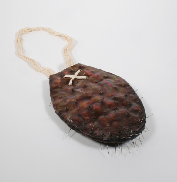 La Manda, 2019 , Sculptural Necklace, Copper, Silver, Cypress yarn, 21”x 6 ½”x 2 ½”  