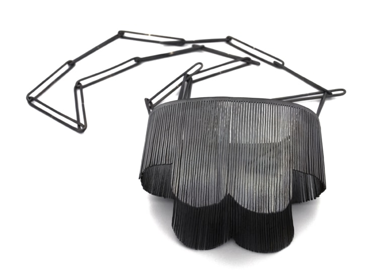 Sawing/Drawing, 2013, necklace, steel, 18 x 4 x 1.5 inches