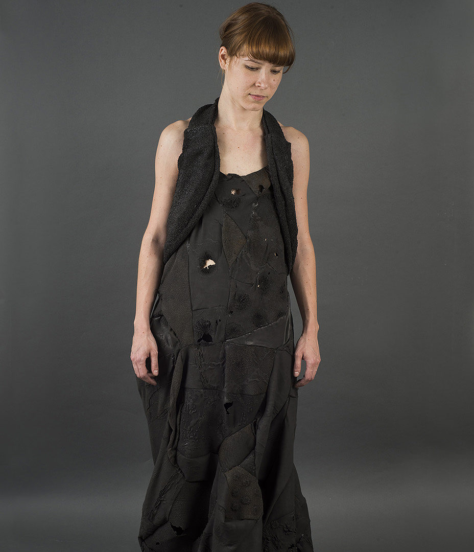 The Gown, 2015, dress, silicone, iron, thread, 5.5 ft x 20 in x 40 in, photo: Dana Schmerzler