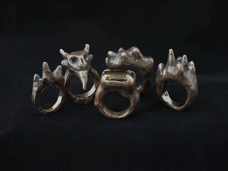 Bronze Hoard, 2020, ring collection, bronze and lime chrystal, photo: the artist