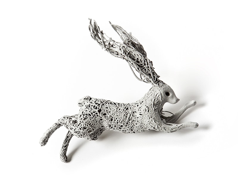 Emily Cobb, Tangled Up: The Hare, 2016, brooch, 3D printed nylon, acrylic, nickel silver, photo: Emily Cobb