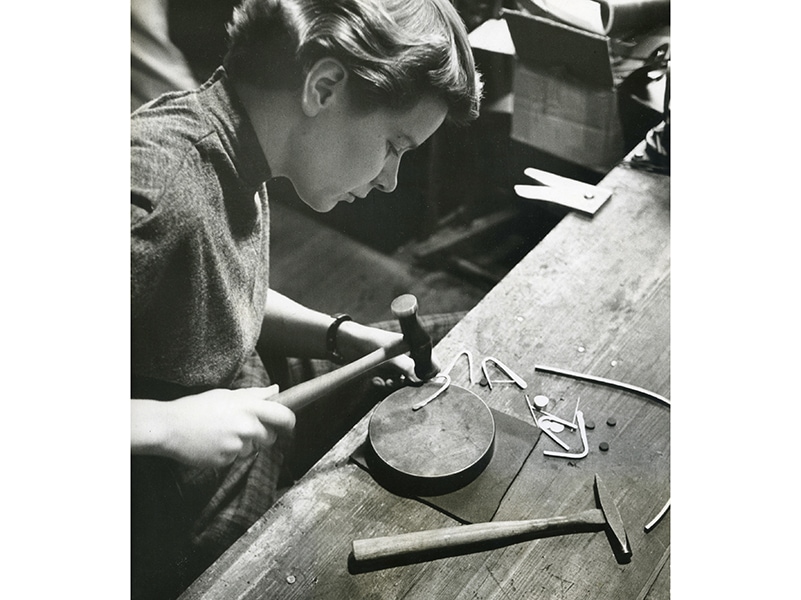 Betty Cooke at her workbench