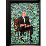 The de Young Museum is participating in the traveling exhibition of the Obama portraits. The portraits of both Barack and Michelle are part of the Smithsonian’s National Portrait Gallery collection. The painting of President Obama, by Kehinde Wiley, is part of the series of portraits of each president of the United States. President Obama is seen seated in one of President Abraham Lincoln’s chairs in a dignified pose with a casual backdrop of foliage and flowers, photo: Bill Baker 