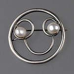 This photo essay examines the reasons for, and the benefits of, smiling jewelry in hard times. The smiles underline something important we know about jewelry: its power to affect makers, wearers, and those who simply see a piece on someone else in passing. | Kvetoslava Flora Sekanova, Smiling Face, 2021, brooch, oxidized sterling silver, white freshwater pearls, photo: Michael Couper, Fingers Jewellery