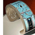 G. L. Miller, turquoise, synthetic opal, and diamond cuff