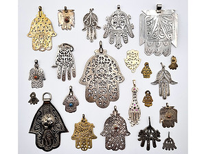 Hand amulets from various countries in North Africa, dating from the 1920s to the 1980s