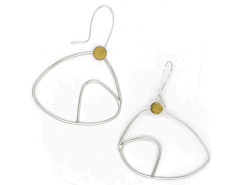 Paarisha Jewelry, Two-Tone Silver and Brass Shape Earrings