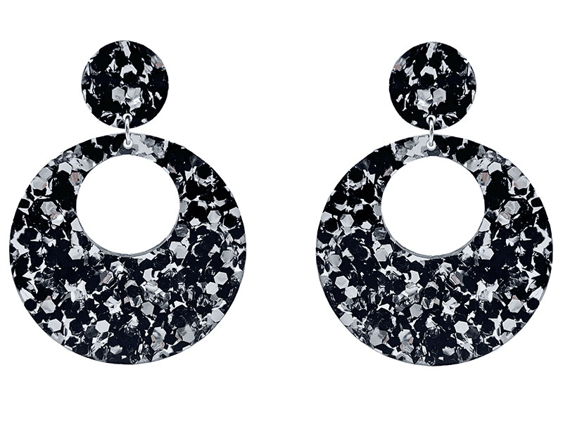 Shana Astrachan, Eclipse Hoop Confetti Acrylic Earrings
