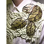 Yanpeng Xiao, <em>Mimicry,</em> 2024, neck piece in copper, biomaterials, cotton thread, photo courtesy of School of Jewellery, Birmingham City University |The <em>Mimicry</em> pieces are inspired by the leaf insect in particular. They aim to show the charms of natural creatures and enhance the connection between human and nature.