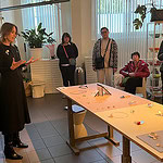 Jewelry artist Katja Prins presenting her work to us, photo: Bill Baker