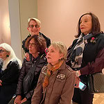 AJF members (left to right) Carol Green, Bonnie Levine, Francine Baker, Ann McEldowney, and Edie Nadler listening to our museum guide, photo: Bill Baker