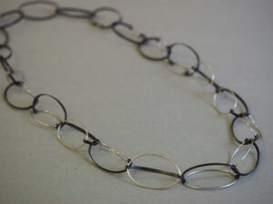 Leonie Westbrook, More and Less, 2023, neckpiece in sterling silver, Monel, 37 ⅜ inches (95 cm) long, photo: Jane Bowden