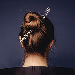 Xiaozhe Huang, Blown Glass Hair Pin, styling: Yael Reisner, photo: Patrick Gunning