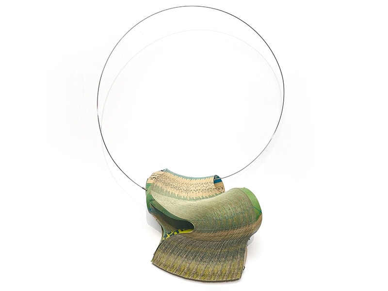 Janna Syvänoja, Map, 2014, necklace in recycled paper, steel wire, 4 x 4 x 1 ¾ inches (100 x 100 x 45 mm), photo: Sofia Bjorkman