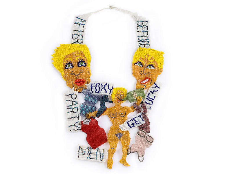 Joyce J. Scott, PARTY, c. 1985, necklace, Los Angeles County Museum of Art, gift of Lois and Bob Boardman (M.2016.21.40) © Joyce J. Scott, photo © Museum Associates / LACMA