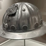 Fleetwood gave fascinating background about the work in all of the cases. Among other things, he talked about Indian Chief Headdress, by Richard Glazar Dinay. This embellished hardhat serves as a tribute to the Skywalkers—the indigenous workers who fearlessly built skyscrapers. The hardhat also pokes fun at small-town cops who puff up when they get a little power, photo: Nathalie Mornu