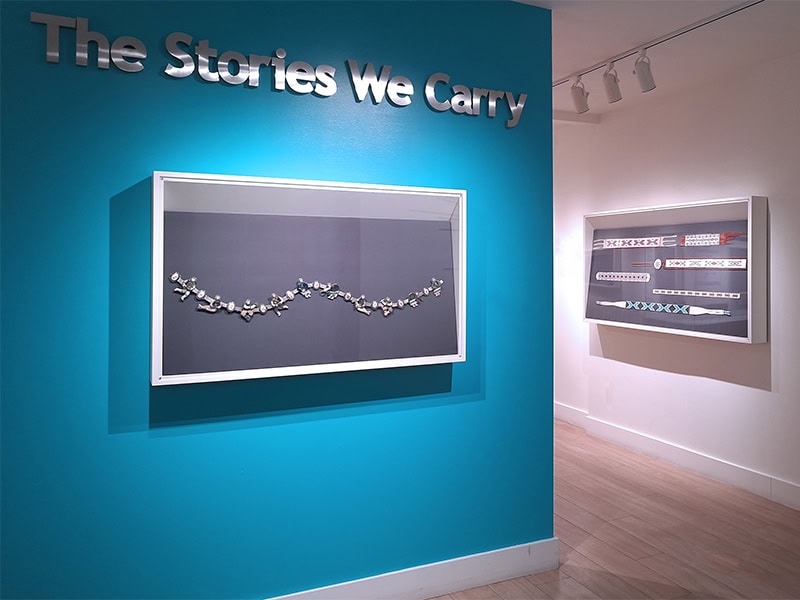 Exhibition view, The Stories We Carry, September 30, 2022–March 21, 2028, IAIA Museum of Contemporary Native Arts, Santa Fe, NM, courtesy of the IAIA Museum of Contemporary Native Arts, photo: Sallie Wesaw