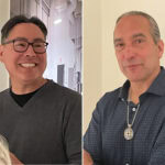 Two Native makers who have pieces in the exhibition, (left) Jerome Nakagawa and (right) Kenneth Johnson, came in to talk about their work to AJF’s travelers, photo: Nathalie Mornu