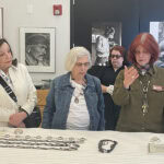 Much of the work we think of as Southwestern dates from about 1860 or later—after the American Civil War, with the building of the railroads and Western Expansion. Shown: AJF travelers (left) Edie Nadler and (center) Susan Lewin, (right) curator Henrietta Lidchi in the Wheelwright’s storage area, photo: Nathalie Mornu