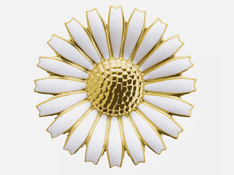 Georg Jensen Daisy Brooch with White Enamel