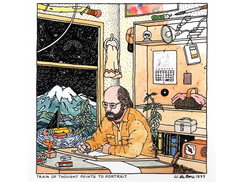 Leslie W. LePere, Train of Thought Points to Portrait, 1979, ink and colored pencil on paper, image courtesy of the estate of LWL