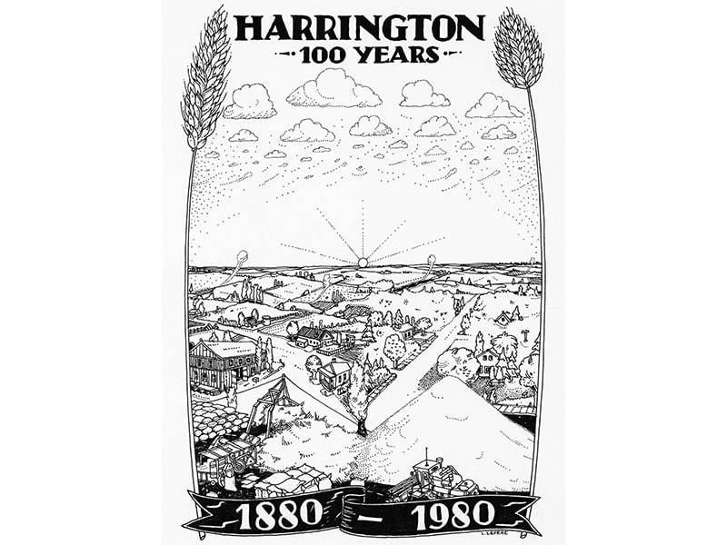 Poster produced for the 100th anniversary of Les’s hometown of Harrington, WA, US, image courtesy of the estate of LWL